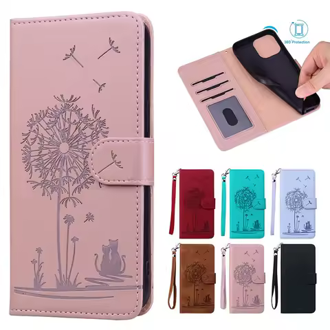 Dandelion Flip Leather Phone Case For Samsung Galaxy S10 S20 S21 S22 S23 S24 Plus Ultra FE A05S A15 A25 A35 A55 5G Book Cover