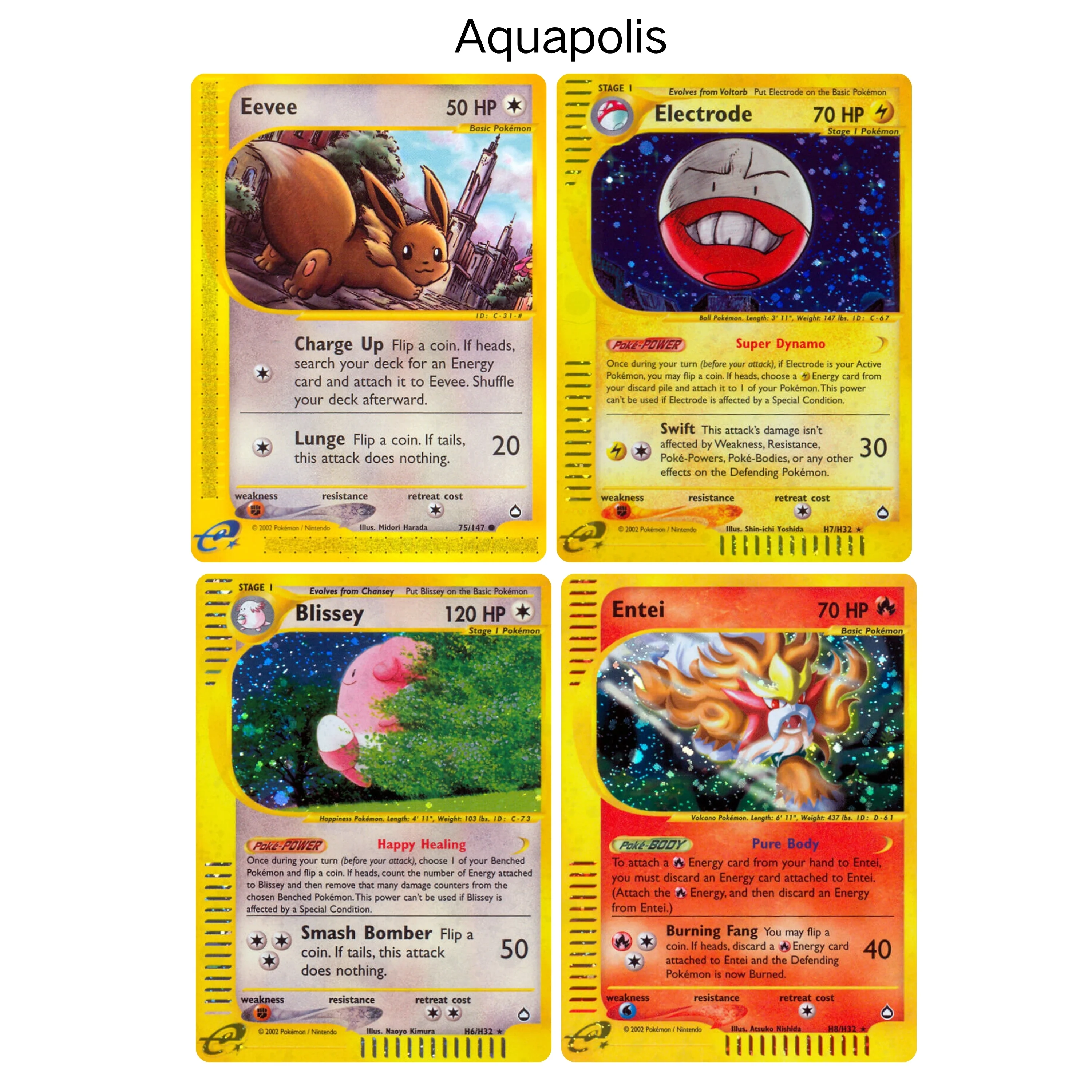 

PKM Aquapolis Crystal Type TCG Card Lot - Holo Rare Vintage Collectible Ready to Ship