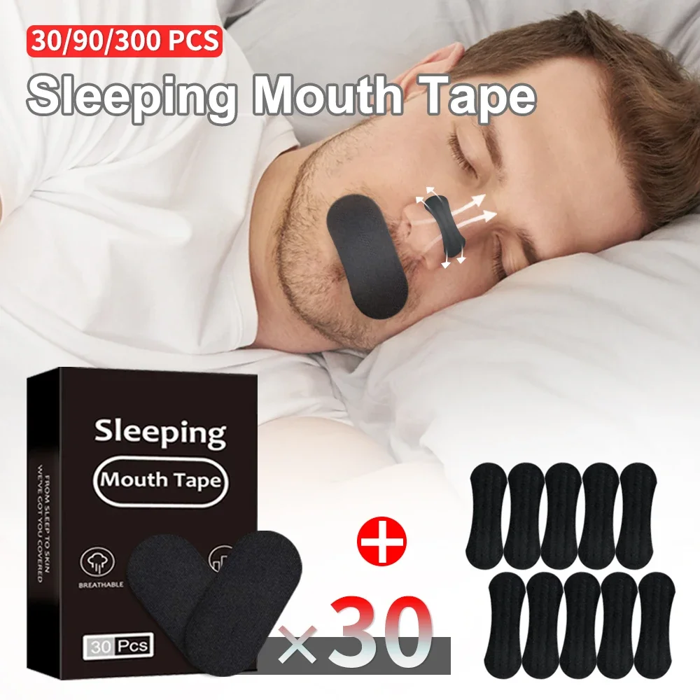 

30/300Pcs Sleeping Mouth Tape Right Way Stop Snoring Anti Snore Mouth Nose Strip Allergenic Breathing Strip Reduce Mouth Dryness