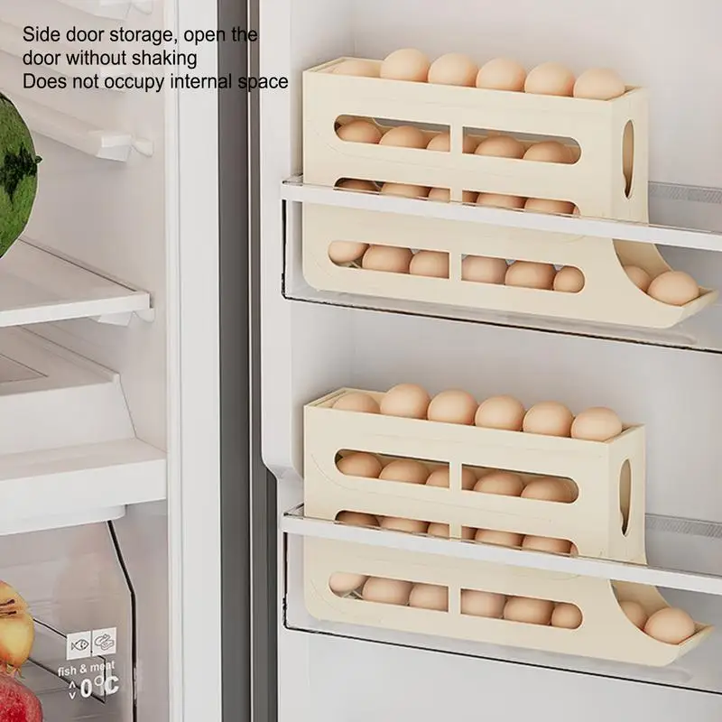 

Rolling Egg Dispenser Automatic Rolling Egg Slide Holder 4-layer Drop Tray Space-saving Clear Visibility For Breakfast Meal Dorm