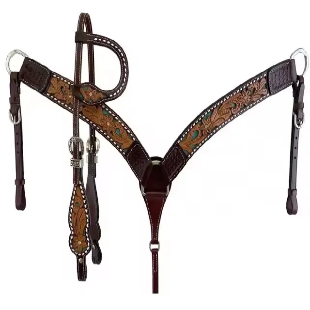 Black Floral Western Horse Headstall & Breast Collar: Lightweight Genuine Leather, Custom Seasonal Riding Gear Design