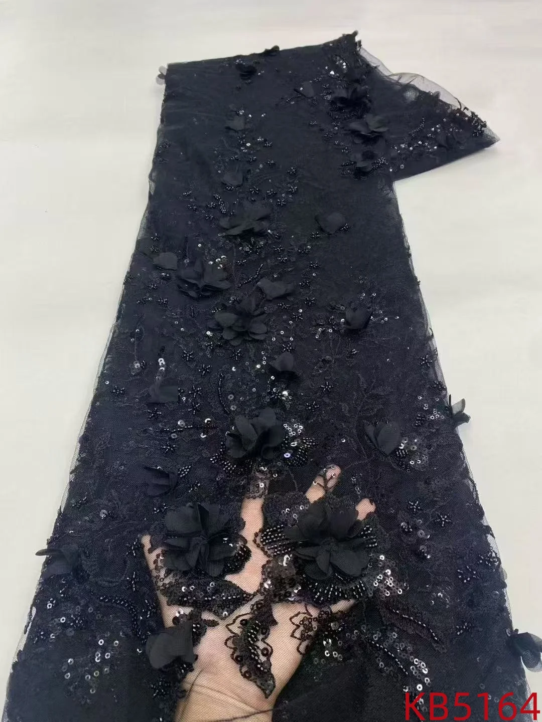 Purple Lilac Fabric With Sequins African Lace Fabric 5 Yards High Quality 2025 Gold Beaded Embroidery Lace For Sewing KB5164