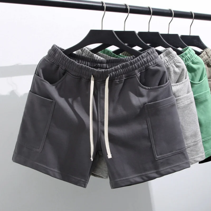 Men's Sports Shorts Summer High Street Handsome Straight Tube Casual Half Pants Unisex Pocket Large Home Wear