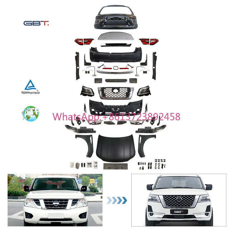 GBT Factory Popular Y62 Patrol Kit Car Modification Bodykit for 2010-on Nissan Patrol Y62 Upgrade Headlight Grille Bumpers Parts