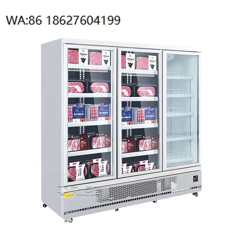 Vitrine Refrigerada Vertical Comercial com 3 Portas de Vidro para Bolos e Sorvetes