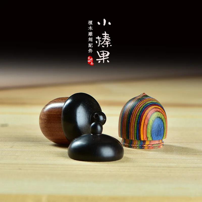 Mini Cute Wooden Ornaments DIY Acorn Color Blocked Wooden Nut Pine Pendant Accessories Holiday Gifts