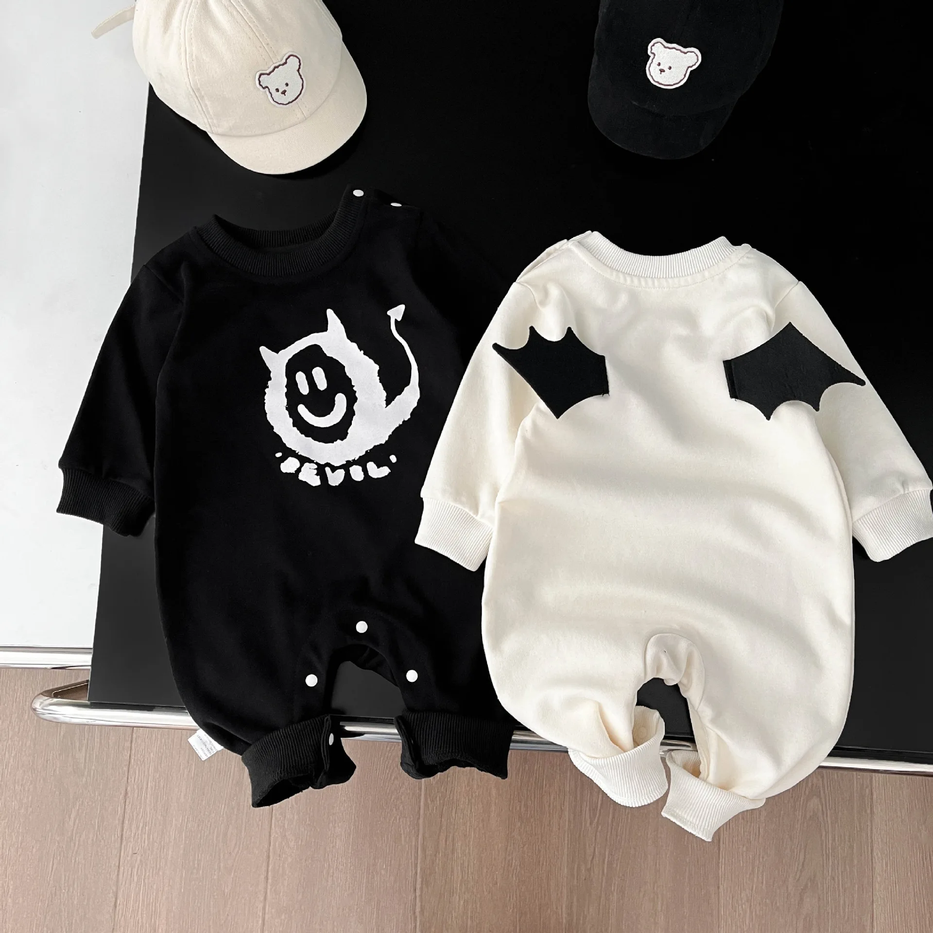 2024 Spring Autumn Boy Girl Baby Cartoon Demon Long Sleeves One-piece Newborn Casual Romper Infant Cotton Romper Toddler Clothes