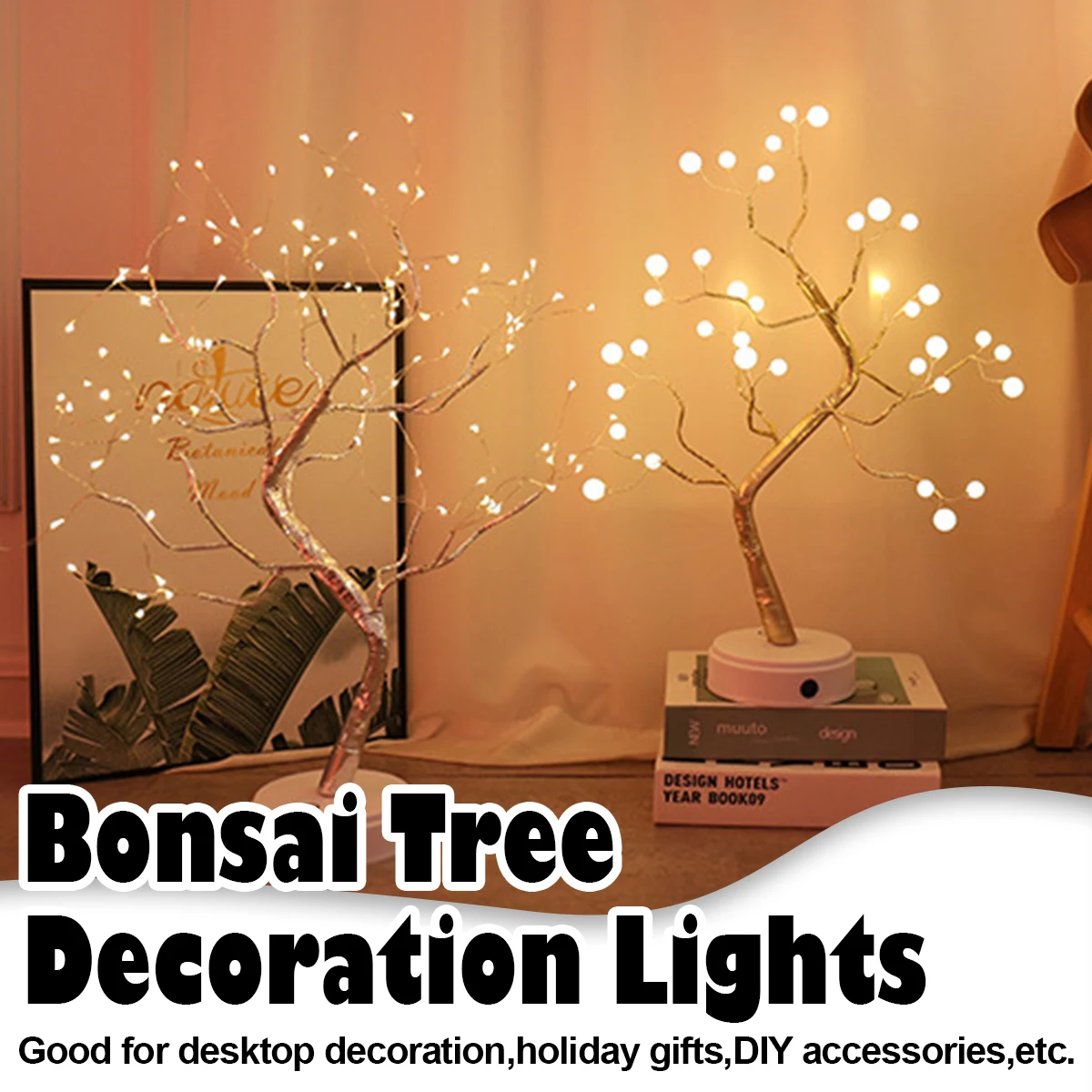 

LED Night Light Christmas Tree Copper Wire Garland Lamp DIY Rose Leaf Pearl Lamp USB Or AA Battery Operated For Kids Home Party