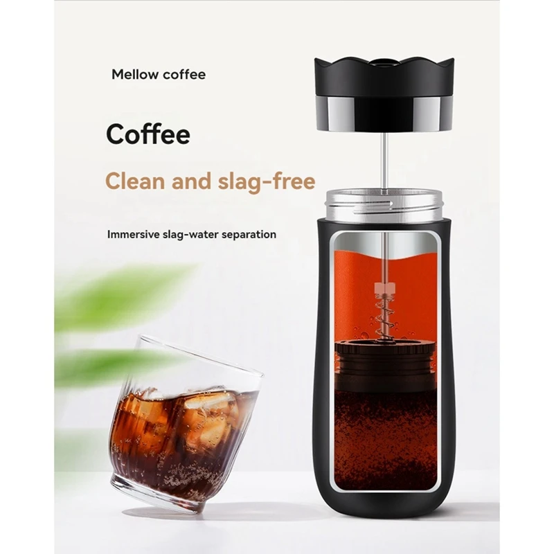 Portable French Press Coffee Maker Double Walled Stainles Steel Vacuum Insulated Coffee Maker And Tea Maker 320ML