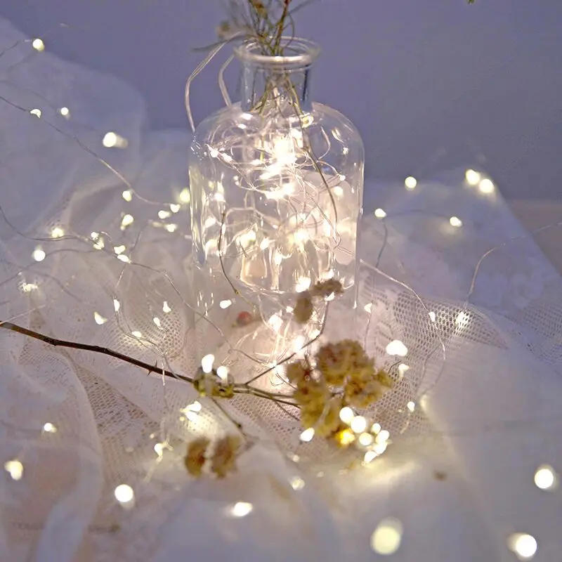 2 Pack Mini Copper Wire LED String Light, Battery Operated Fairy Lamp for Birthday Wedding Christmas Jar Decor