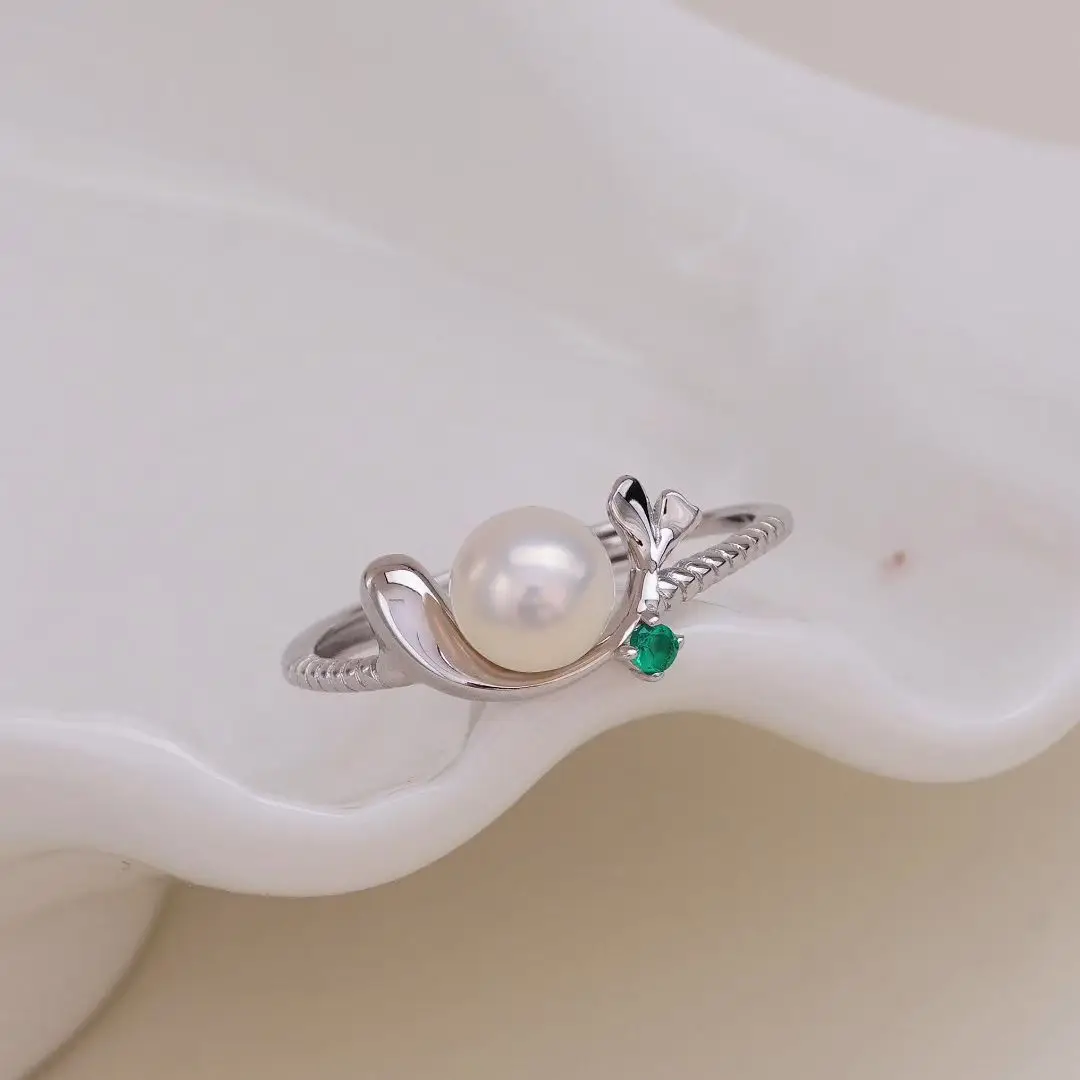 S925 Sterling Silver Adjustable Finger Ring Mountings Base Setting Findings Jewelry Components for 5-6mm Pearls 3pcs/lot