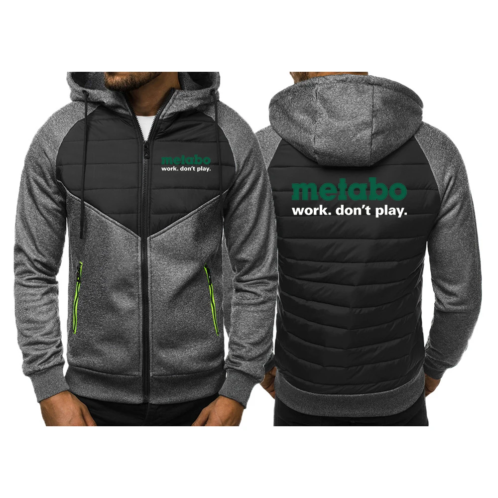 Metabo Tools Logo Print 2026 New Style Jacket Hoodies Spring And Autumn Men's Color Blocking Patchwork Designer Hooded Coat