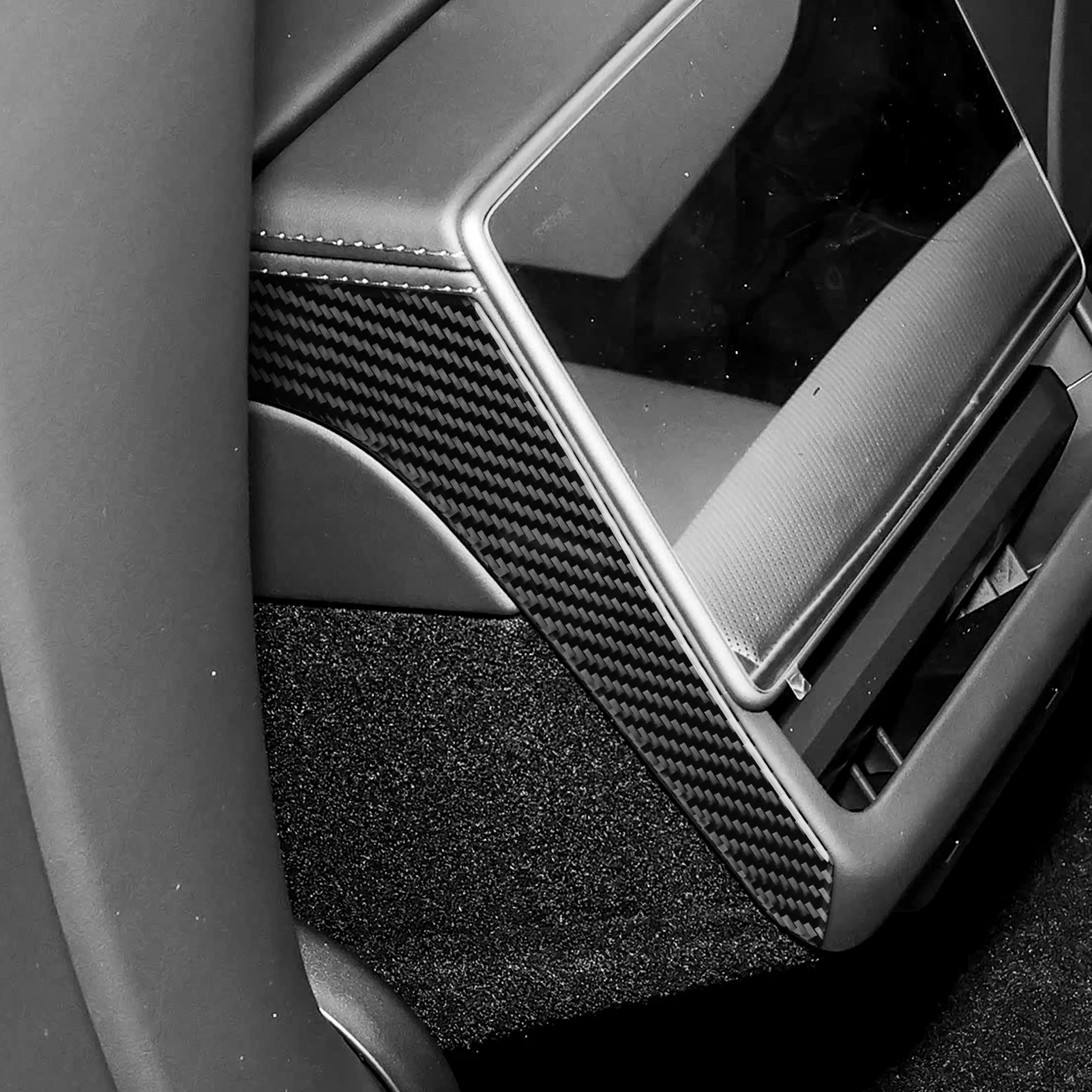 For Tesla Model 3 2023-up Rear Center Display Screen Side Panel Covers with Carbon Fiber Automotive Interior Accessory Stickers