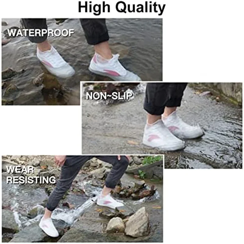 Couvre-chaussures réutilisables pour la pluie, légères, épaisses, résistantes à l'usure, en silicone, pour la maison, les jours de pluie, les chaussures de marche, les articles ménagers quotidiens, les couvre-chaussures de voyage