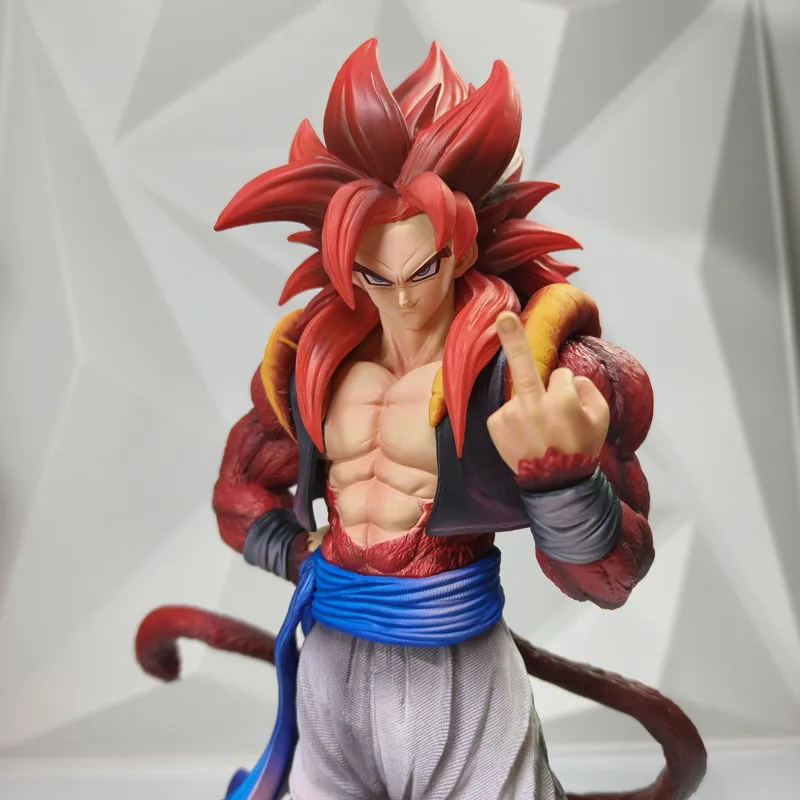 

New 31cm Dragon Ball YS Super Saiyan 4 Gogeta Anime Statue PVC Figurine Swappable Hands Collectible Model Desktop Ornament