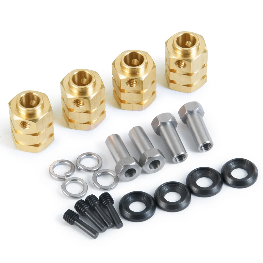 YEAHRUN 4pcs 5/8/9/10/11/12/15mm Heavy Duty Brass 12mm Wheel Hex Hubs Extended Adapter for TRX-4 TRX-6 1/10 RC Car Model Parts