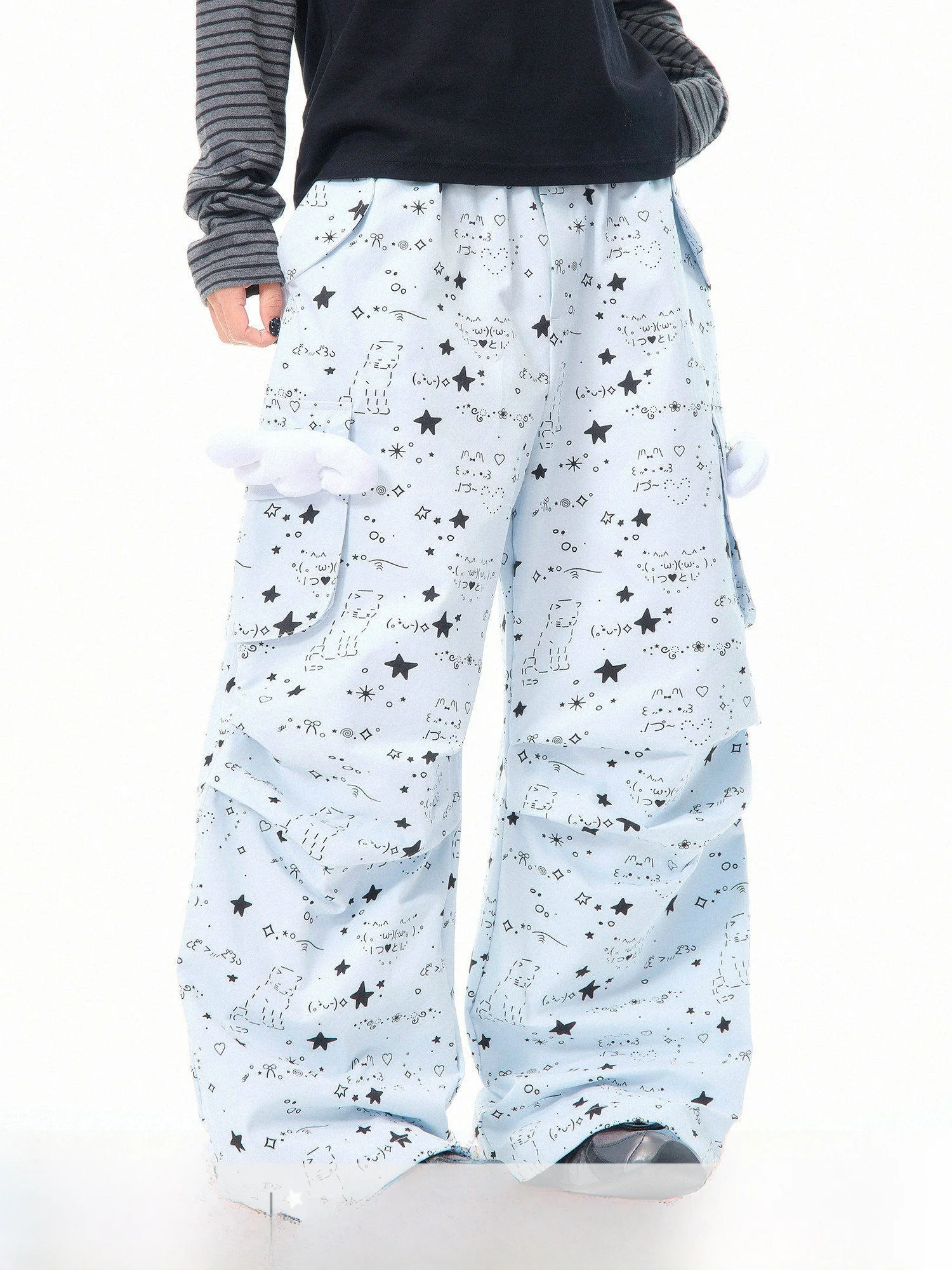 

Loose Wide Leg Casual Pants Women's Comfortable Y2K Adorable Multi ket Straight Workwear Trousers MKGO Geometric Pattern N...