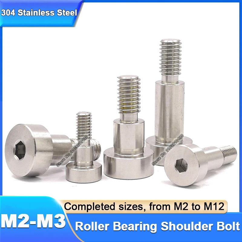

5-50Pcs M2 M2.5 M3 Hex Hexagon Socket Cap Head Roller Bearing Shoulder Screw 304 Stainless Steel Positioned shaft Stripper Bolt
