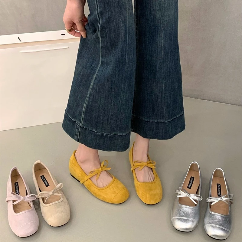

Pop Ballet Style Internal Elevation Women Mary Jane Shoes Concise Shallow Slip On Shoes Ladies Outdoor Dress Footwear