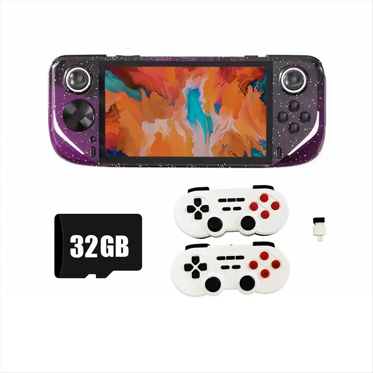

Портативная игровая консоль AABFK E6 Plus + 2xконтроллера 32G + 10000 игр, 5-дюймовая портативная аркадная игровая консоль с поддержкой подключения ТВ D