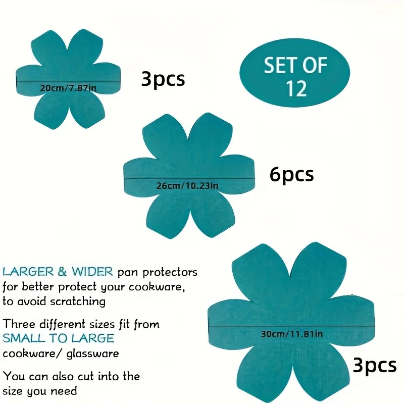 

12Pcs Felt Pot Pan Protecetors Anti Scratch Non-Stick Divider Pads Pan Bottom Heat Insulation Protect Kitchen Cookware Tools New