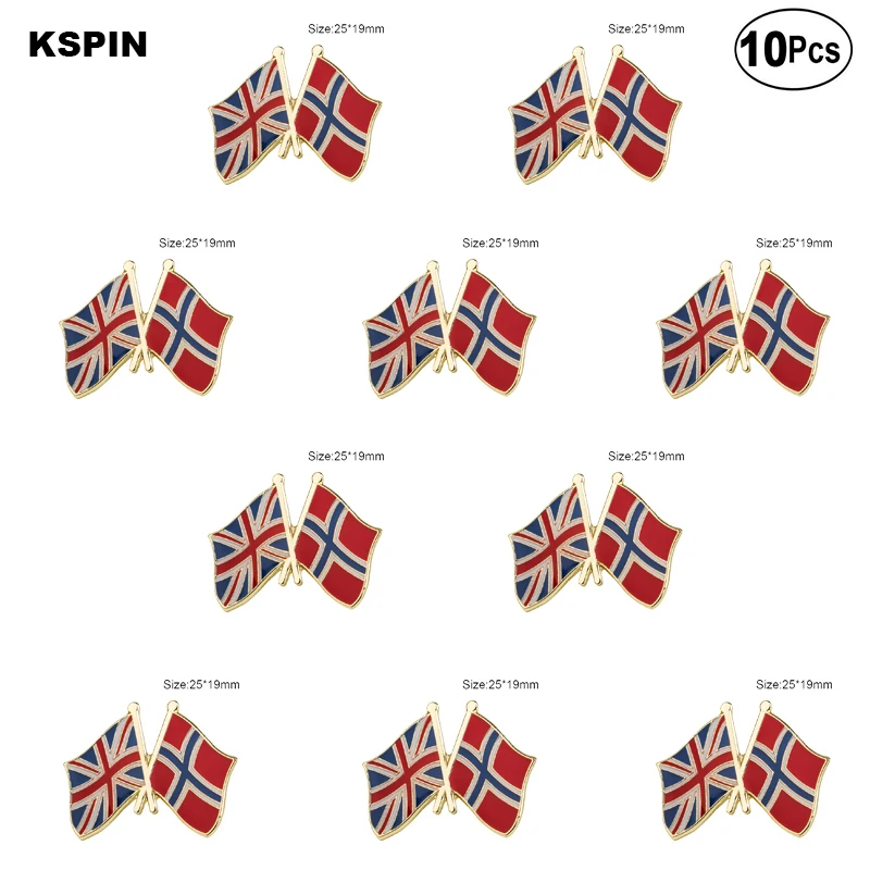 UK & Norway Lapel Pin Flag badge Brooch Pins Badges 10Pcs a Lot