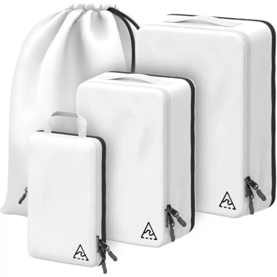 

4 pcs Compression Packing Bags Cubes Set with HybridMax Double-Ccity Design - Packing Cubes for Travel Compression to Maximize