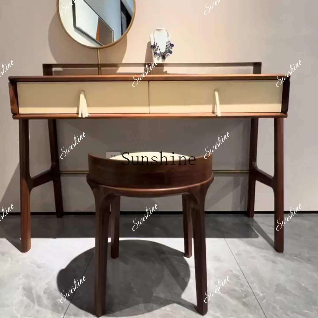 

New Chinese dresser stool combination modern simple light luxury solid wood bedroomMM
