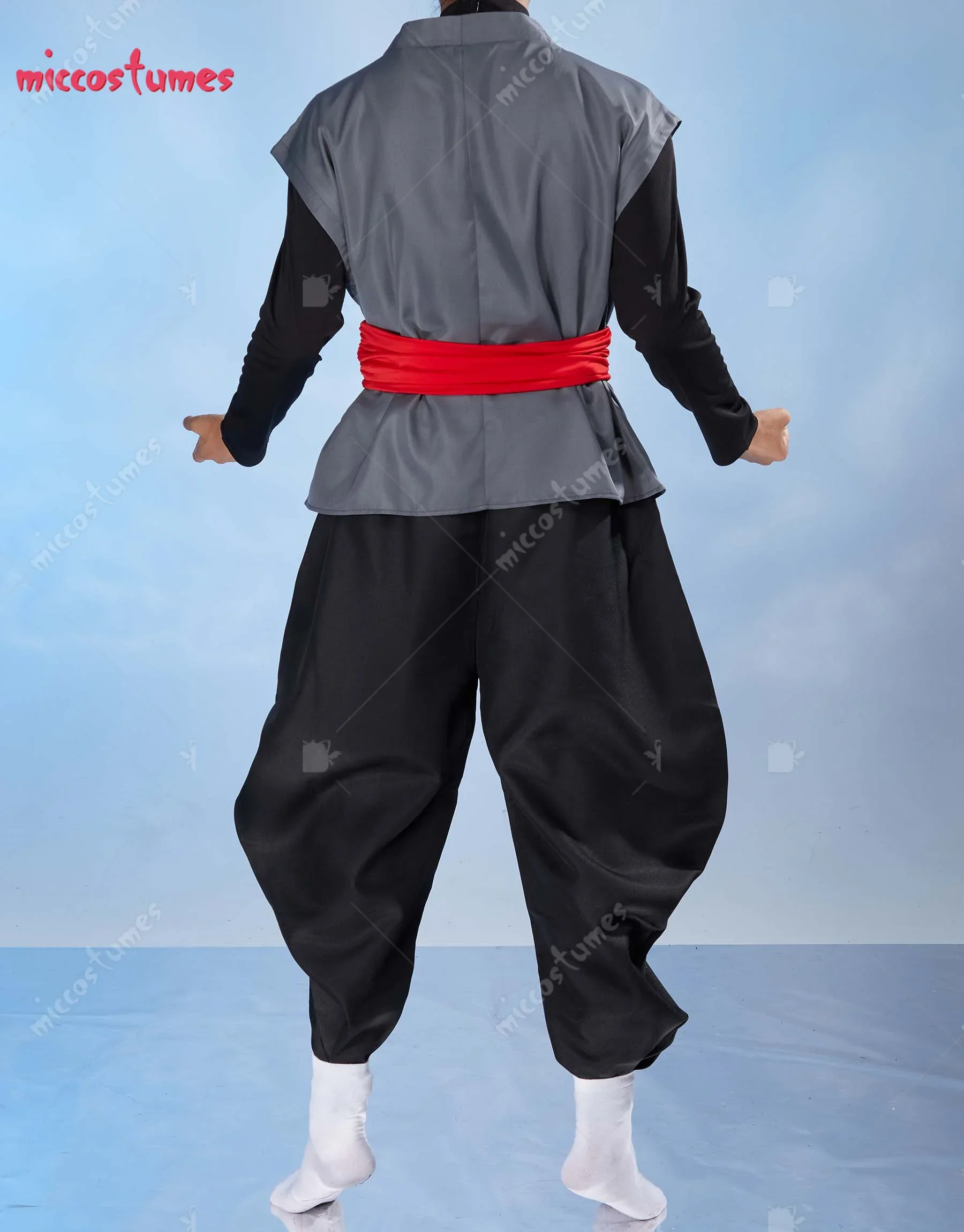 Miccostumes Men's Kung Fu Suit With Earrings Anime Black Cosplay Costume Halloween