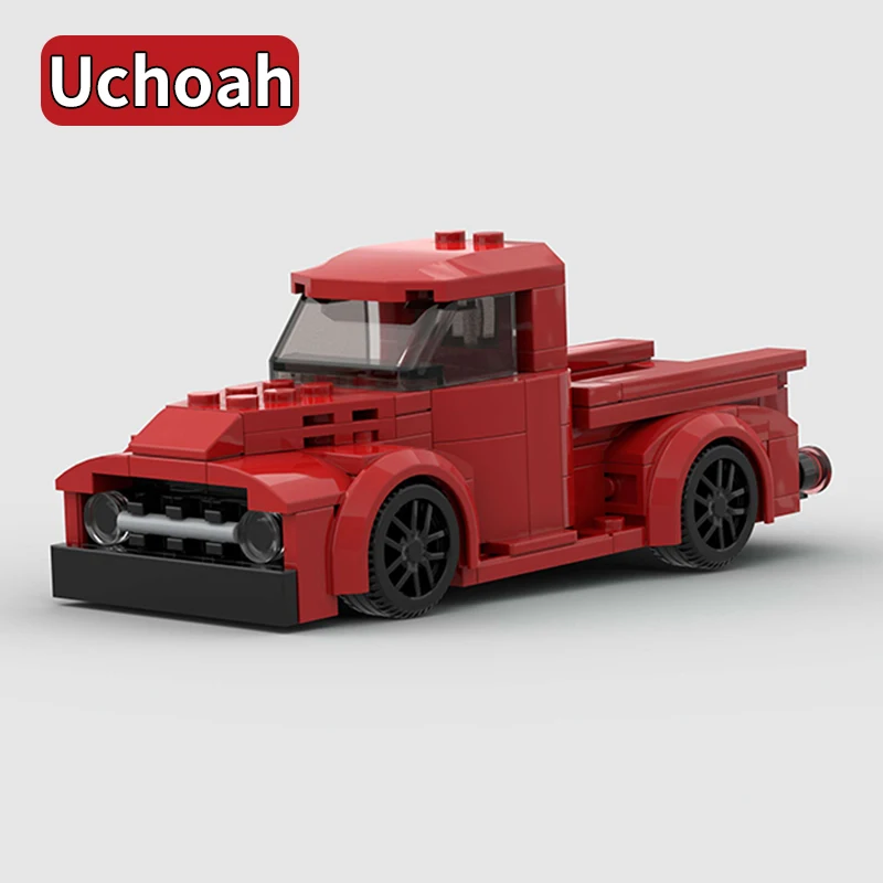 162pcs MOC Red Pick-up Truck Race Car Model Building Block Kit, New City Great Vehicles Set Idea per adulti da collezione Home Des