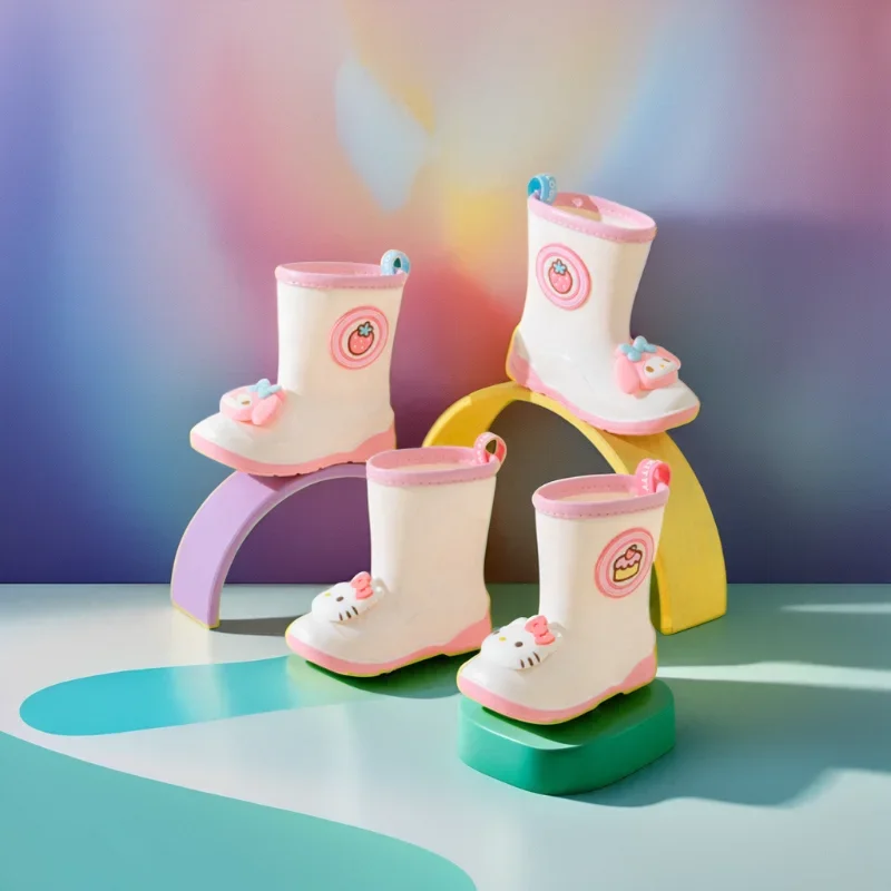 Sanrio scarpe da pioggia ragazze ragazzi Kid stivaletti da pioggia scarpe impermeabili scarpe da acqua con punta tonda scarpe morbide in gomma per