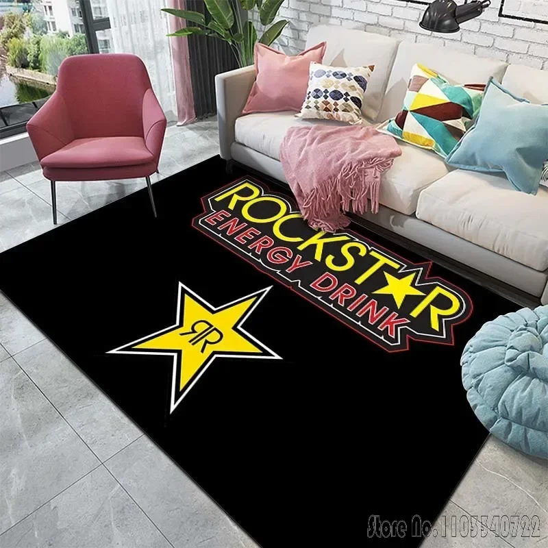 R-Rockstar Energy Pattern Carpet for Bedroom Floor Mat Decor Living Room Carpet Bathroom Anti-slip Rugs Home Decor