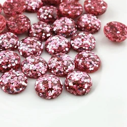 New Fashion 40pcs 8mm 10mm 12mm Pink Color Flat Back Resin Cabochons Cameo