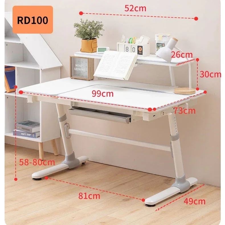 Houten kinderstudeertafel voor kinderen met wiel Ergonomisch slim ontwerp Kinderleerbureau Huismeubilair