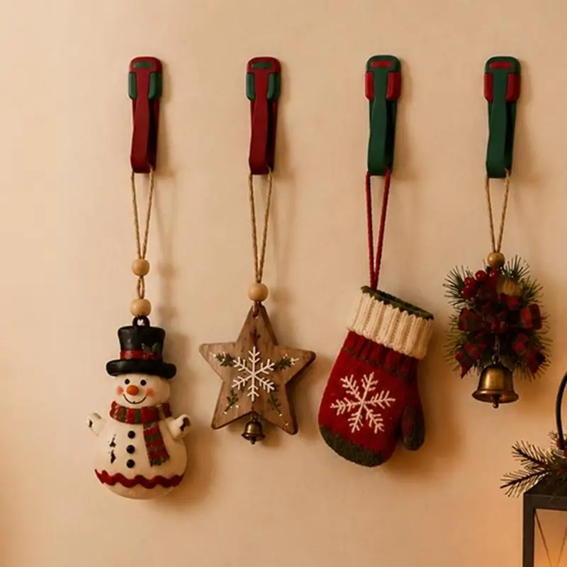 Christmas Storage Ties Set of 4, Hanging Bands for Wreaths, Stockings, Light Strings, and Cable Sorting for Displays 87HA