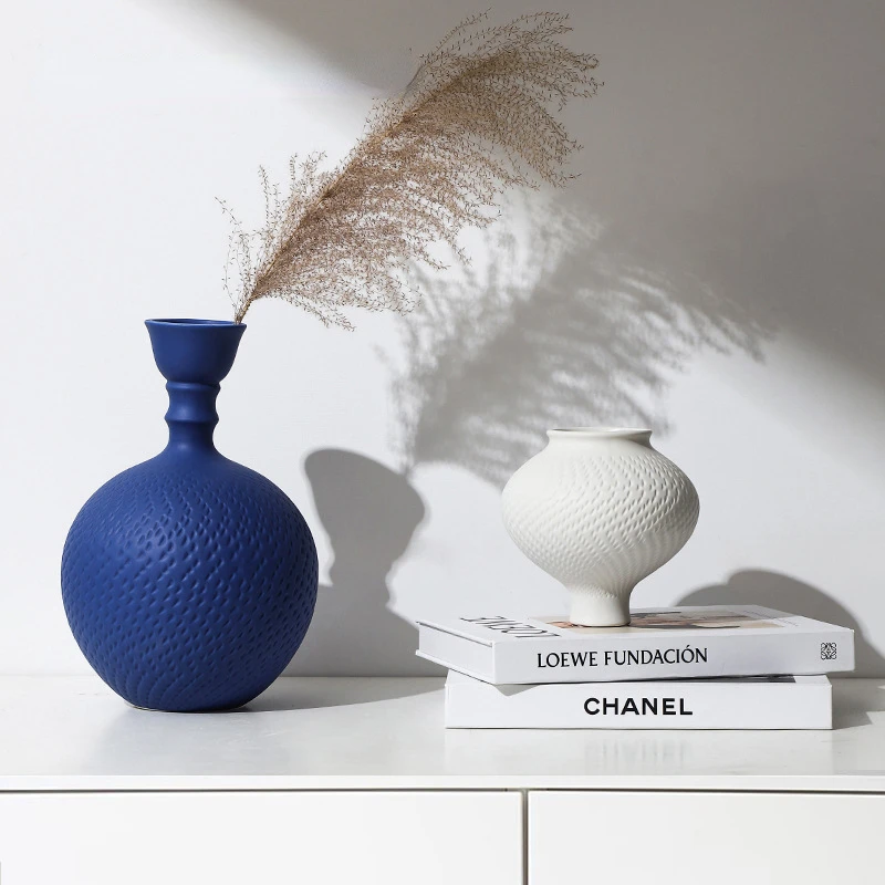 

home simple white Klein blue ceramic vase decoration home model room decoration utensils