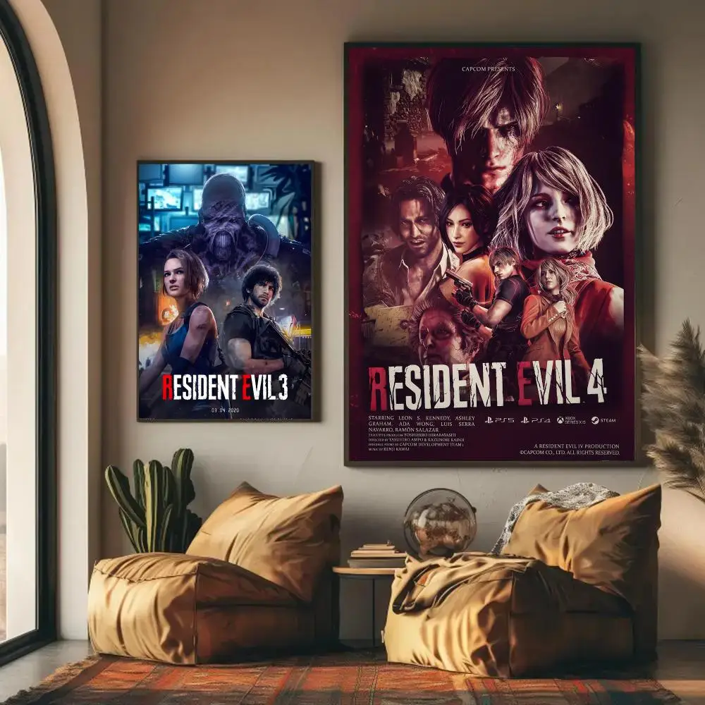 R-resident Evil Poster Home Living Bed Room Bar Hallway Sticky Wall Art Printing Waterproof Aesthetic Decor