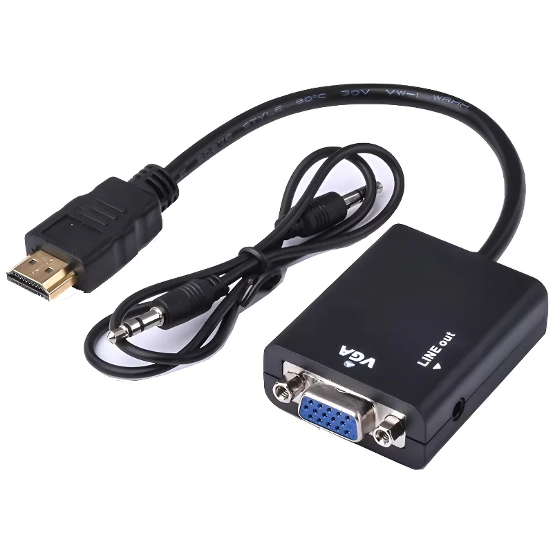 Compatible con HDMI a VGA con Audio HDMI macho a VGA hembra puerto convertidor salida 1080P HDTV vídeo para PC portátil TV Box ordenador