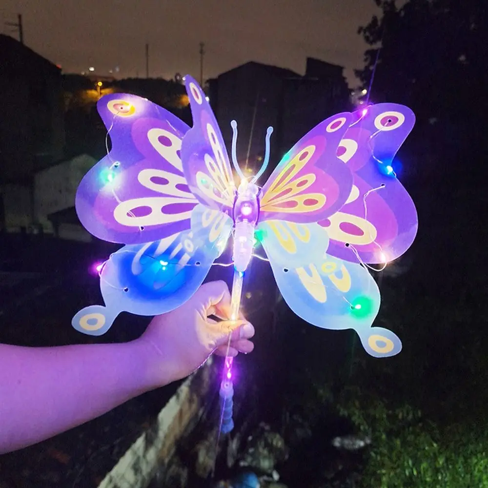 Glow In Dark Girls Favor Handheld LED Flash Butterfly Magical Stick Princess LED Lantern Wand Stage Props Outdoor