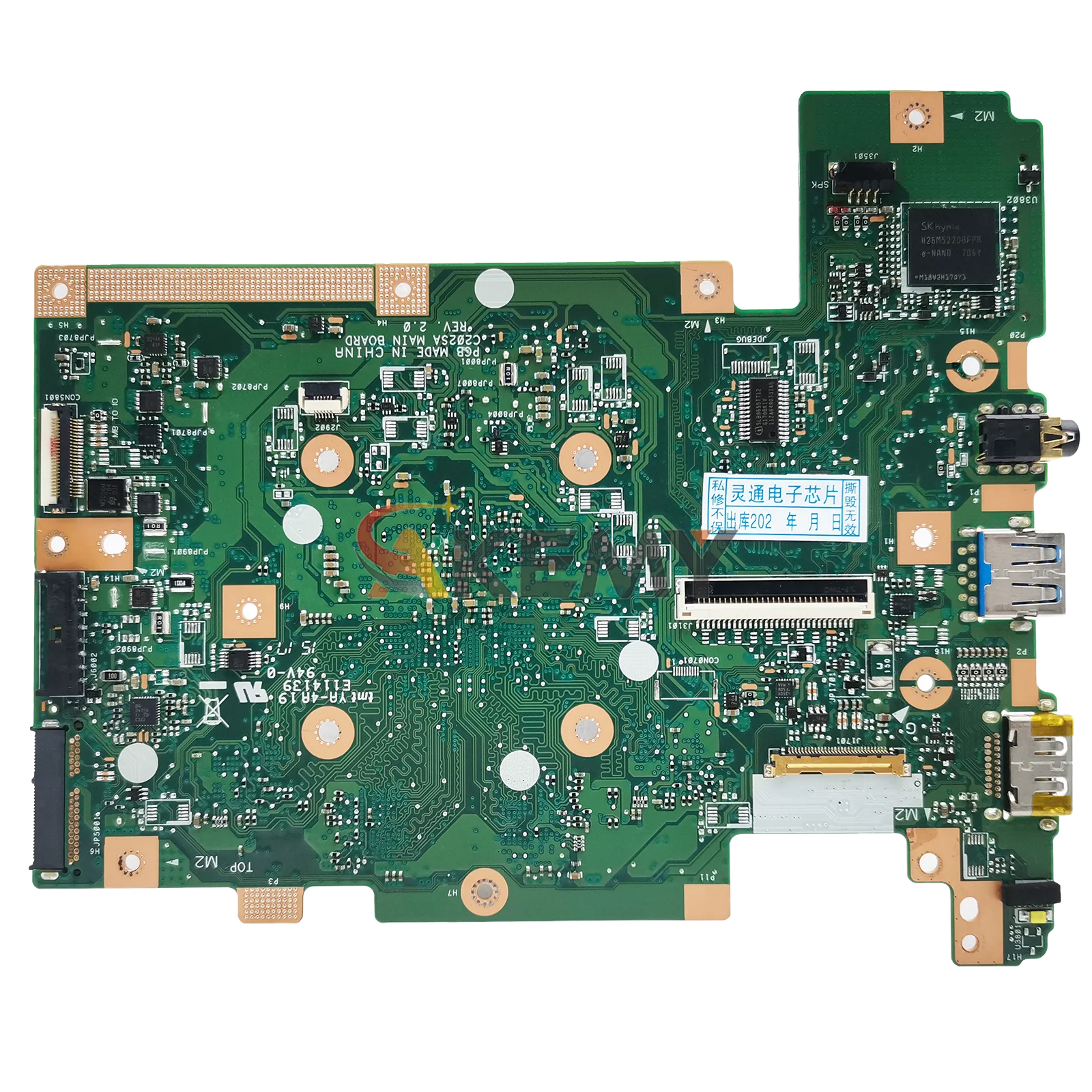 C202SA Laptop Motherboard For ASUS Chromebook C202SA C202S Notebook Mainboard With  Celeron CPU 100% tests OK  fast shipping stk