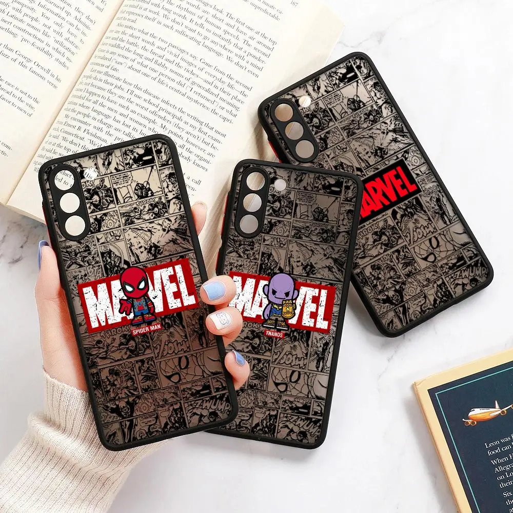 Funda mate de Los Vengadores de Marvel Comics para Samsung, carcasa para Galaxy S23 Ultra, S20 FE, S21, S22 Ultra, S10, S8, S9 Plus, Spider Man, Thanos