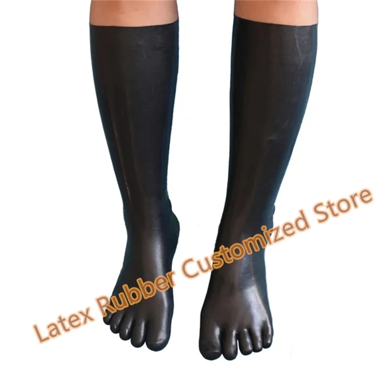 Latex Toe Stocking Rubber Gummi Sexy Middle Socks 5-finger Unisex for Women Men Wear with Bodysuit Dress Hood