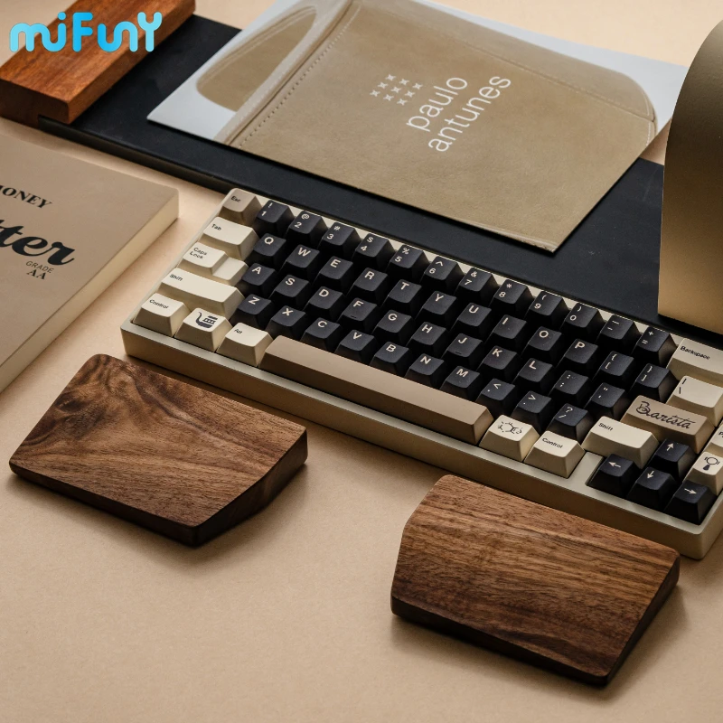 

MiFuny Split Black Walnut Keyboard Hand Rest Original Wooden Wrist Rest Ergonomic for 65%75%80%keys Alice Mechanical Keyboards