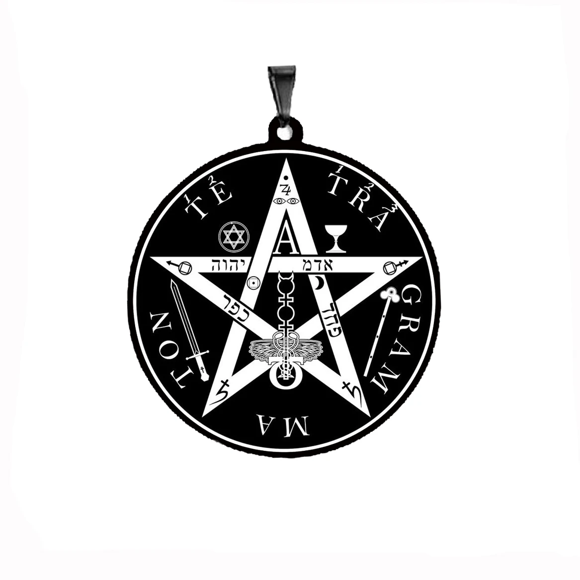 HLSS085 Pentagram of Solomon Seal Kabbalah Pendant Tetragrammaton Name of God Star Talisman Jewelry Stainless Steel Necklace