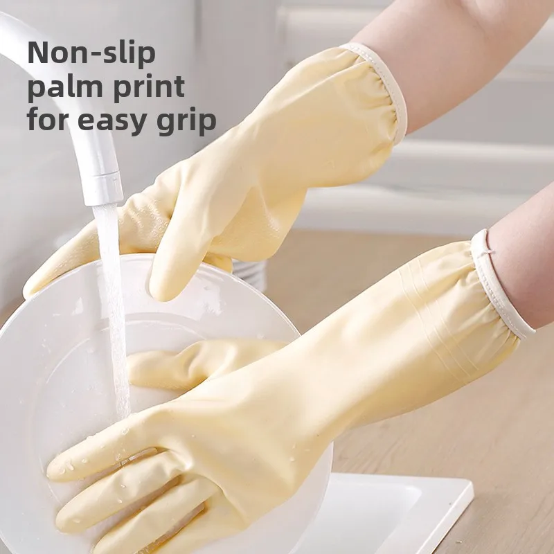 Women's Work Gloves,Extended, Clean, Waterproof, Laundry, Kitchen Dishwashing Gloves, Housework, Plus Velvet