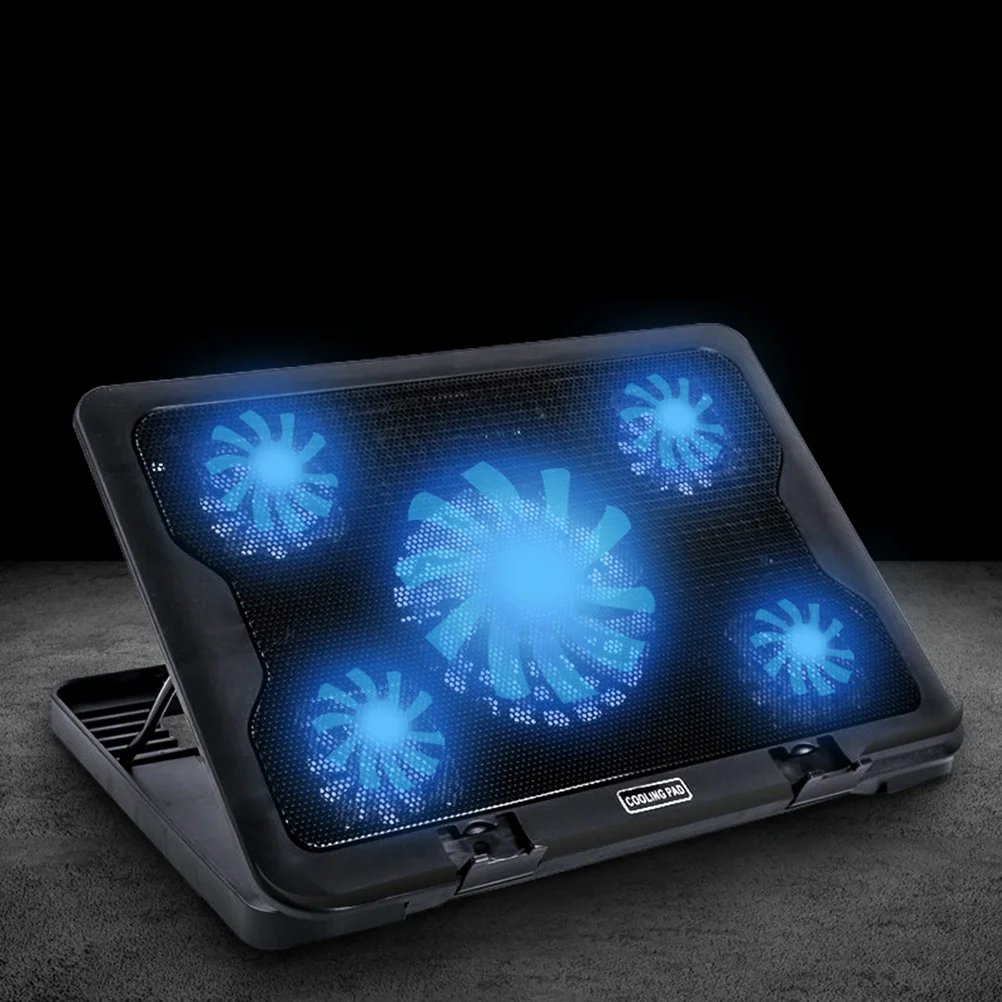 USB 노트북 냉각 팬 초슬림 조용한 조절 가능한 스탠드 LED 조명 듀얼 USB 허브 열 방지 미끄럼 방지 쿨러 베이스