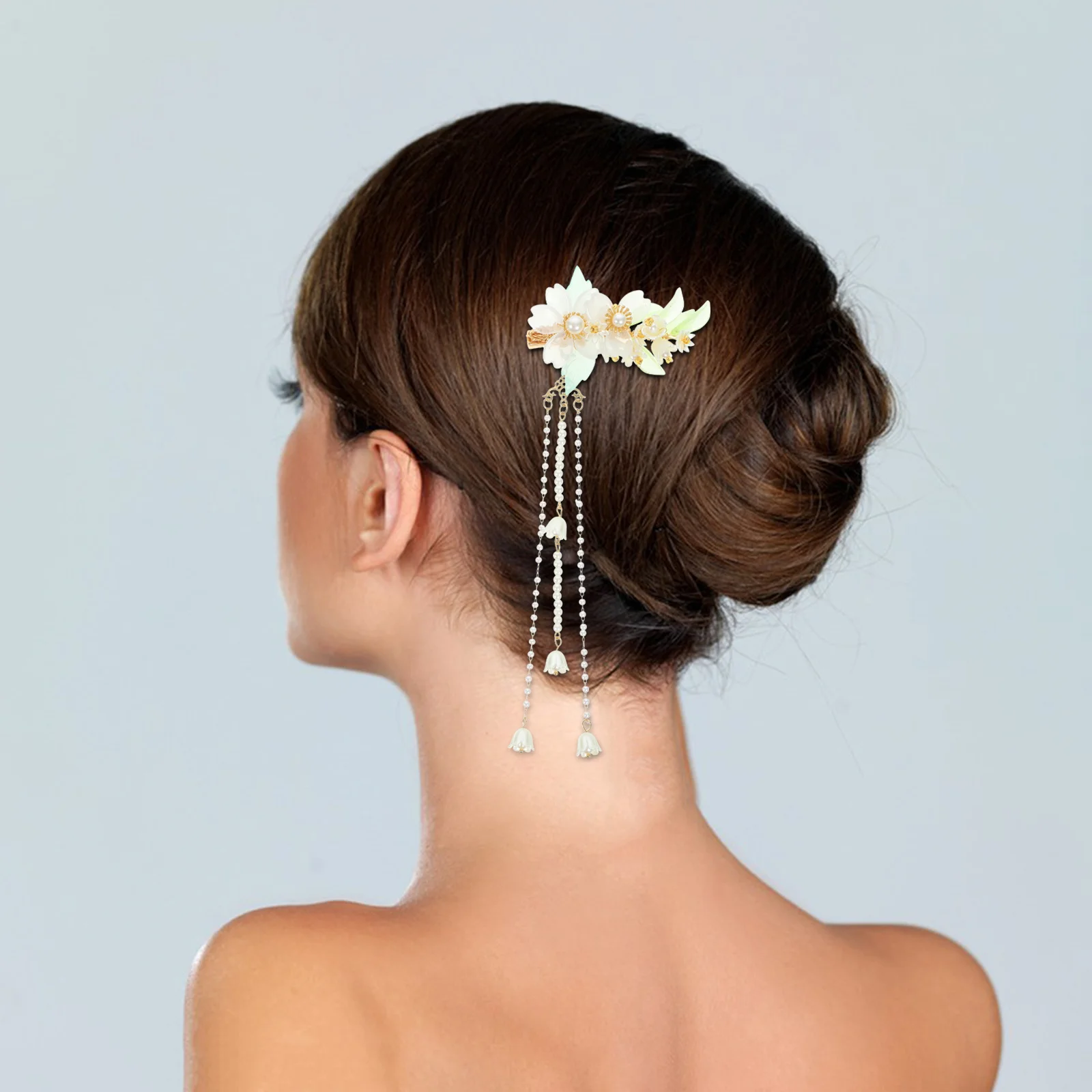 

2 шт., заколки для волос с цветком лилии, заколки для волос в китайском стиле с кисточками и жемчугом, элегантные декоративные аксессуары для девочек и женщин