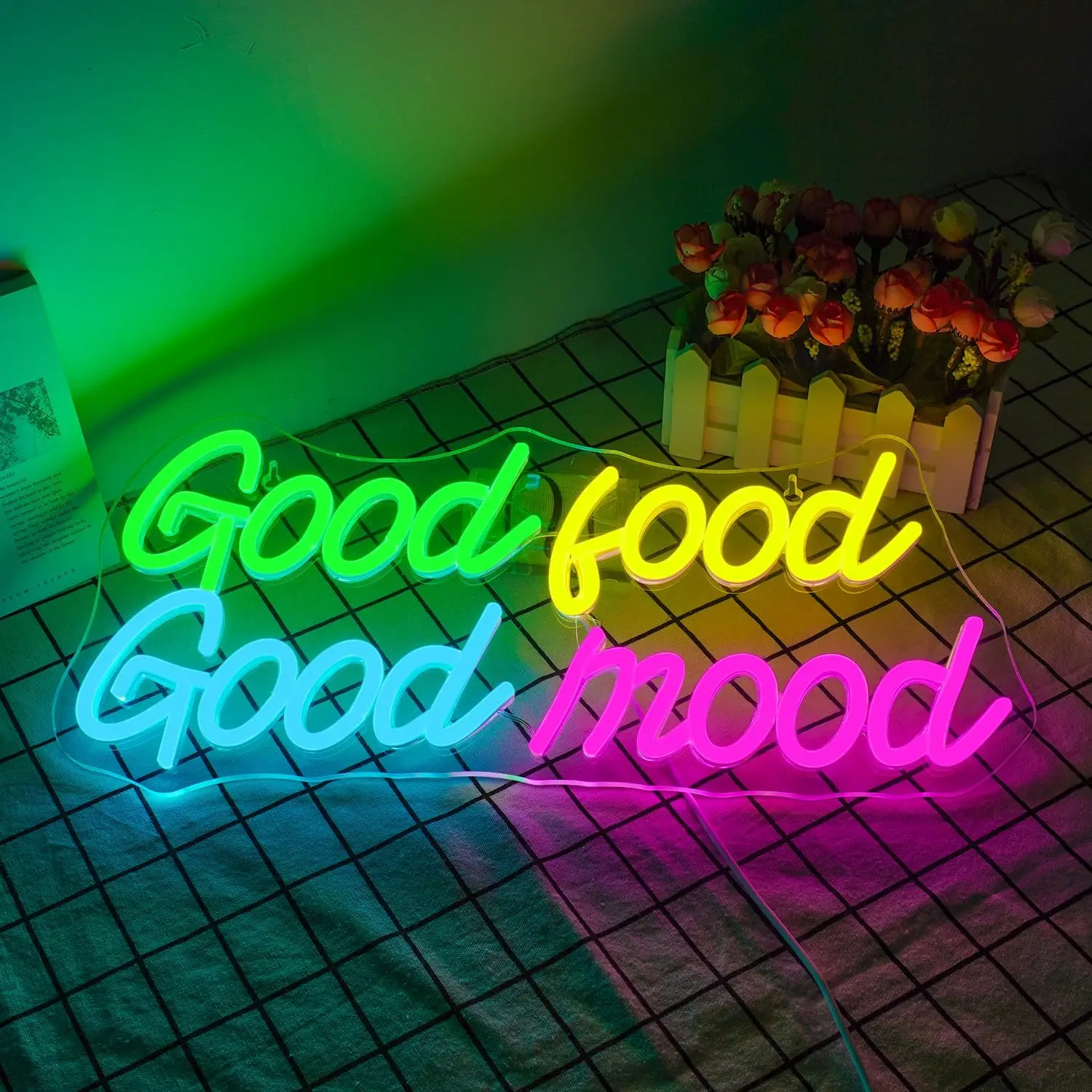 Good Food Good Mood Neon Sign Letter LED Light USB Connection Art Wall Decoration Suitable for Restaurants Hotel Kitchens