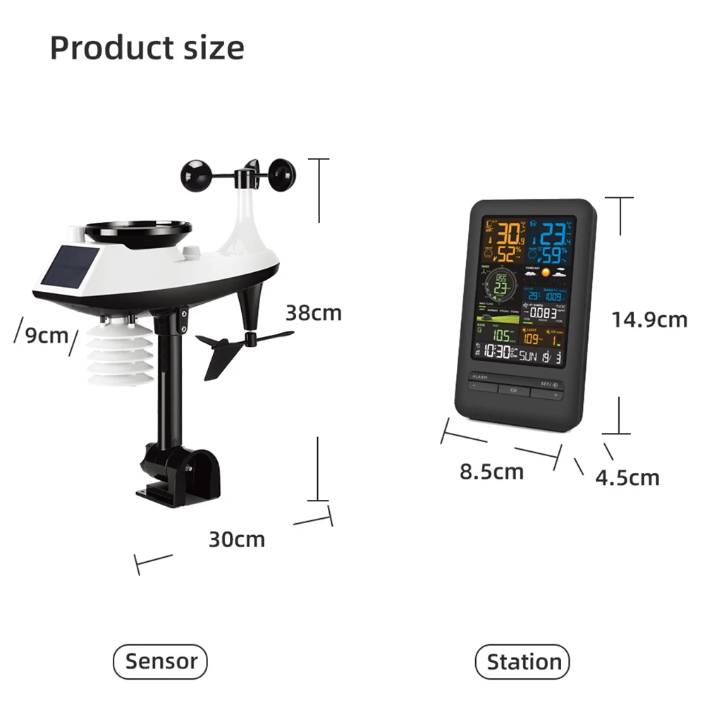 FJ3395TY /FJ3390A Weather Station Sensor Indoor Outdoor Thermometer Home Weather Stations Rainfall Wind Speed Wind Direction