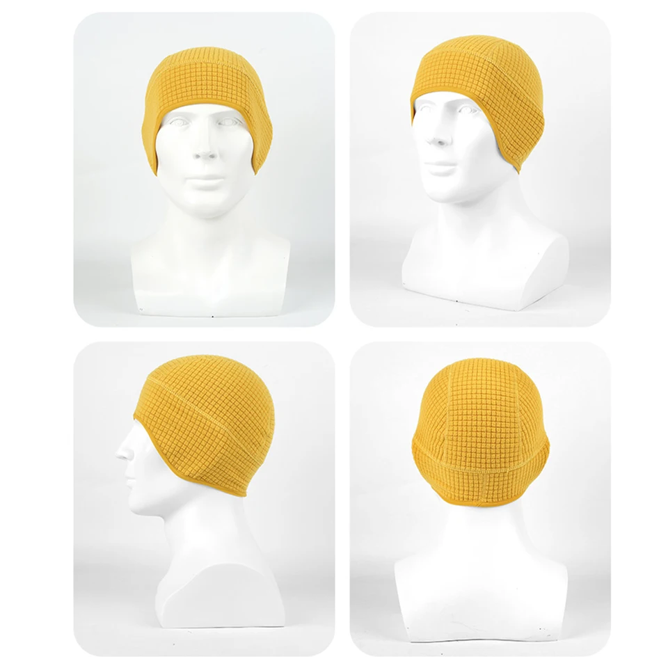 Cycling Earflap Beanie Outdoor Unisex Grid Fleece Beanie Thermal Skull Cap Autumn Winter Stretchy Ski Helmet Liner Windproof Hat, image 3
